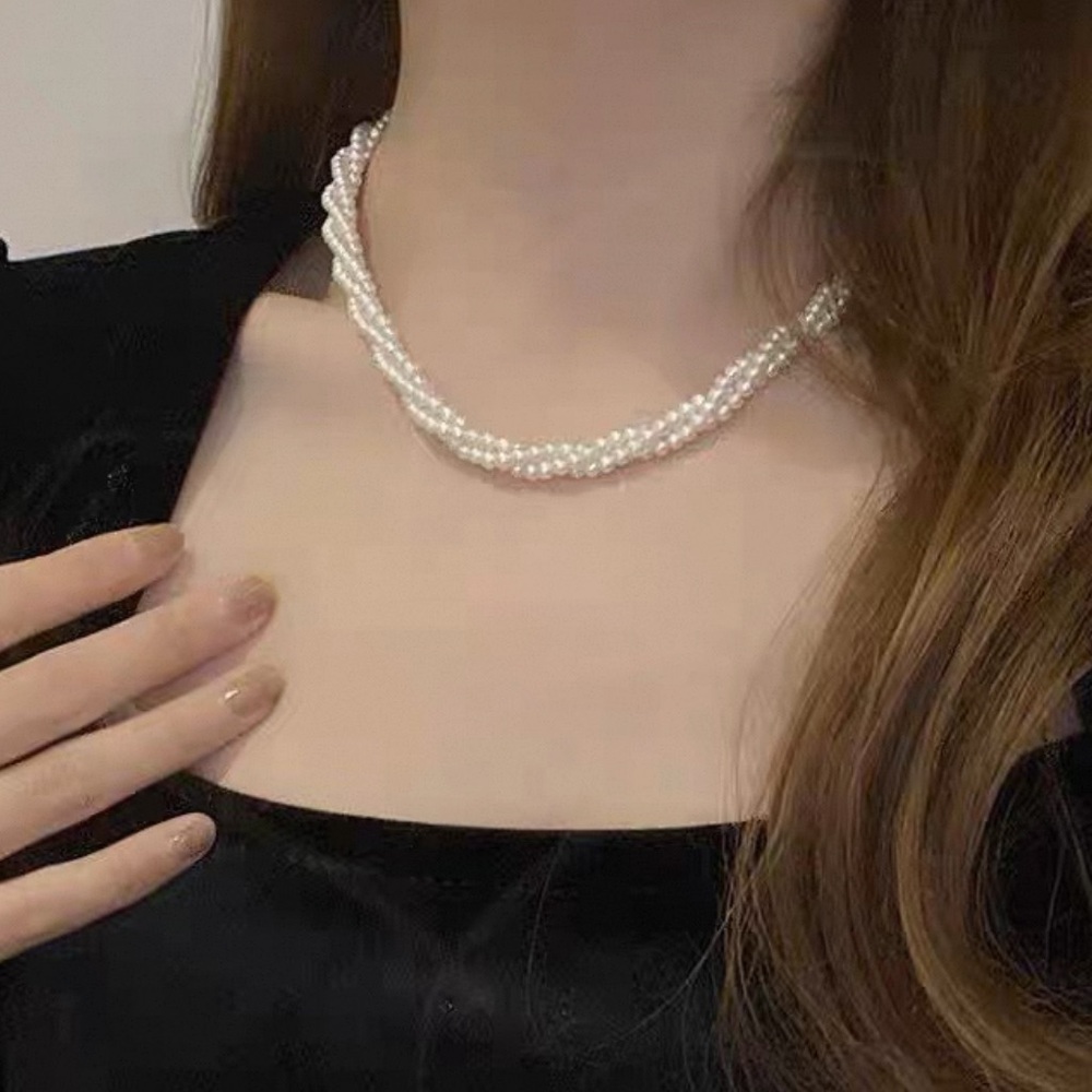 Elegant Pearl Necklace Classic Double Strand Pearl Necklace Layered Necklace